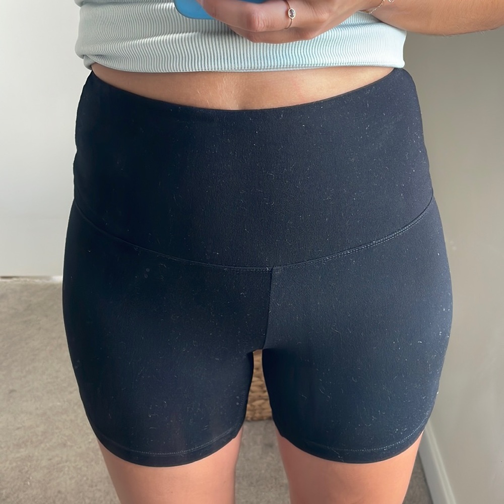 Black mid length biker shorts
